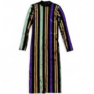 Multicolor Striped Sequin Dress